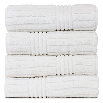 Luxury Turkish Cotton Ribbed Bath Towels - Set of 4