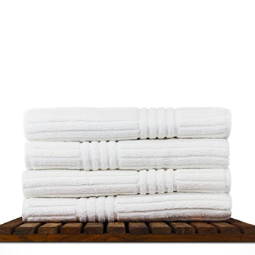 Luxury Turkish Cotton Ribbed Bath Towels - Set of 4