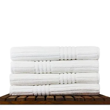 Luxury Turkish Cotton Ribbed Bath Towels - Set of 4