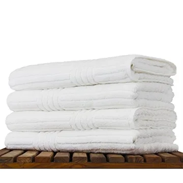 Luxury Turkish Cotton Ribbed Bath Towels - Set of 4
