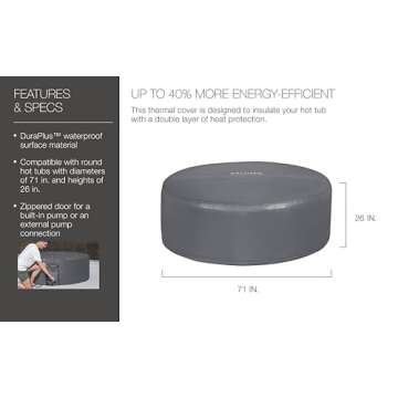 Bestway SaluSpa EnergySense Thermal Inflatable Hot Tub Spa Cover 71" x 26"