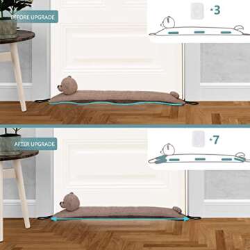 Marwood Under Door Draft Stopper Decorative Wind Stopper 36 inch for Door & Window, Weighted Animal Air Draft Stopper Snake Noise Blocker for Bottom of Door with Hanging Loops -Bear