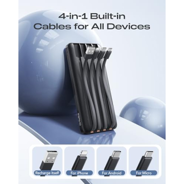 Orfeika Fast Charging 20000mAh Power Bank with Built-in Cables and Outputs