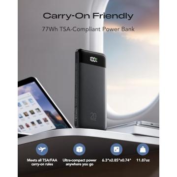 Orfeika Fast Charging 20000mAh Power Bank with Built-in Cables and Outputs