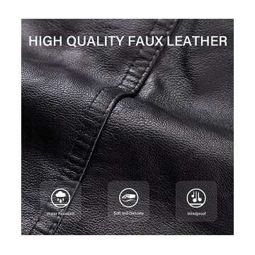 Bellivera Women's Faux Leather Short Jacket Moto Sherpa-Lined Coat with Removable Fur Collar 9201 Blackyellow M