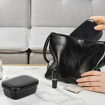 Quatish 2 Pack Travel Soap Container, Portable Soap Holder with Lid, Travel Bar Soap Holder, Soap Case for Camping Gym Travel, Soap Box for Bathroom,Black