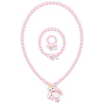 RR ROUND RICH DESIGN Musical Jewelry Glitter Storage Box and Jewelry Set for Little Girls with Spinn...