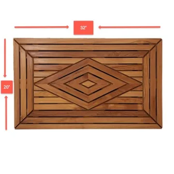 Designer Teak Shower Mat Large Water-Resistant Luxury
