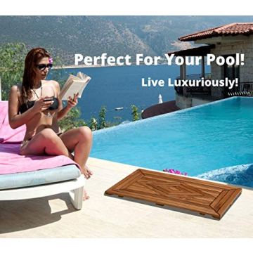 Designer Teak Shower Mat Large Water-Resistant Luxury