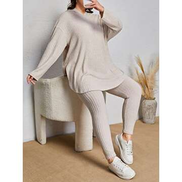 MakeMeChic Women's Plus Size Pajama Set Lounge Set Long Sleeve Hooded Tops Leggings Workout Sets Tra...