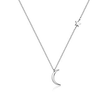 Silver Moon and Star Pendant Necklace for Women