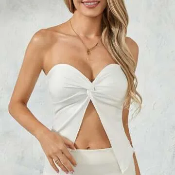 Women Sleeveless Tie Up Blouse Off Shoulder Crop Top Hollow Out Y2K Fairycore Vintage Strapless Camisole