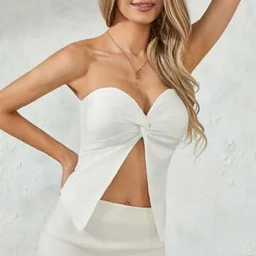 Women Sleeveless Tie Up Blouse Off Shoulder Crop Top Hollow Out Y2K Fairycore Vintage Strapless Camisole