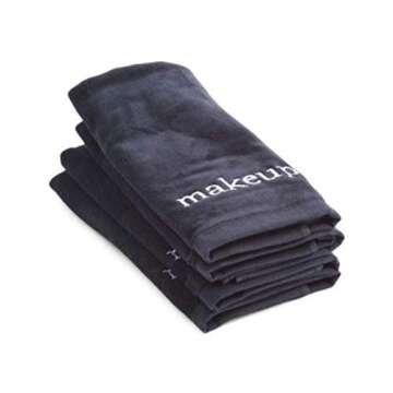 Cynthia Rowley Black Makeup Towels Soft Absorbent Cotton Cleansing Washcloth (Set of 4)