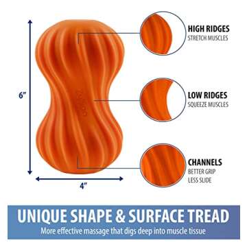 Zyllion Rechargeable Vibrating Massage Ball - Cordless 4-Mode Deep Tissue Peanut Massager Roller for Plantar Fasciitis, Sciatica, Fibromyalgia, Muscle Pain on Feet, Legs, Neck, Back (ZMA-30) Orange
