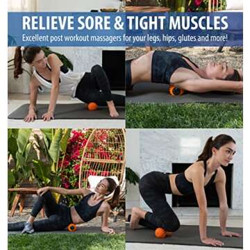 Zyllion Rechargeable Vibrating Massage Ball - Cordless 4-Mode Deep Tissue Peanut Massager Roller for Plantar Fasciitis, Sciatica, Fibromyalgia, Muscle Pain on Feet, Legs, Neck, Back (ZMA-30) Orange