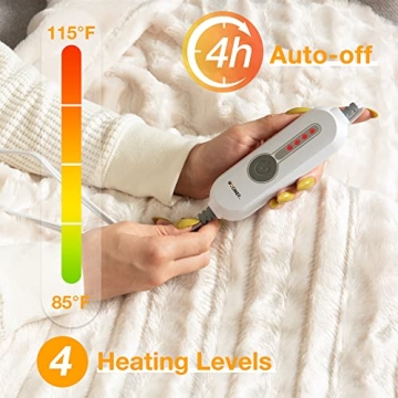 WOOMER Heated Throw Blanket Soft Faux Fur Fast Heating