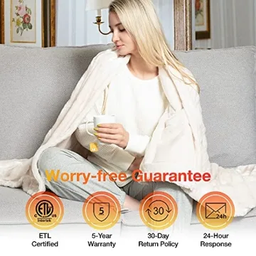 WOOMER Heated Throw Blanket Soft Faux Fur Fast Heating