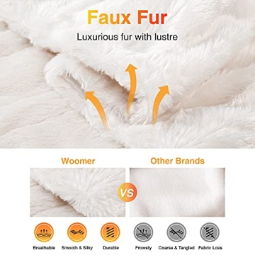 WOOMER Heated Throw Blanket Soft Faux Fur Fast Heating