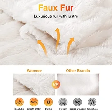 WOOMER Heated Throw Blanket Soft Faux Fur Fast Heating