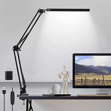 LED Desk Lamp with Clamp: Dimmable Eye-Care Light for All Activities