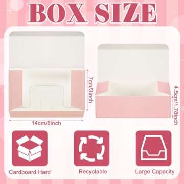 FillTouch 36 Pcs Pink Boxes for Bakery Cookie Candy Biscuit Treats Small Boxes Cardboard Recyclable ...