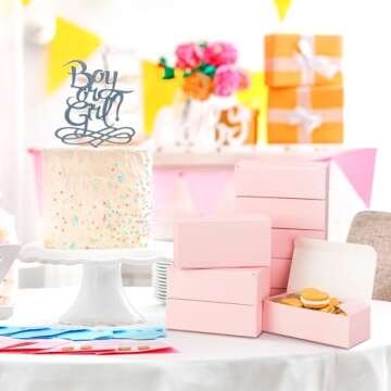 FillTouch 36 Pcs Pink Boxes for Bakery Cookie Candy Biscuit Treats Small Boxes Cardboard Recyclable Pink and Black for Party Favor Wedding Packaging(6 x 3 x 1.8 Inch,Pink)