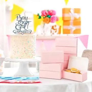 FillTouch 36 Pcs Pink Boxes for Bakery Cookie Candy Biscuit Treats Small Boxes Cardboard Recyclable Pink and Black for Party Favor Wedding Packaging(6 x 3 x 1.8 Inch,Pink)