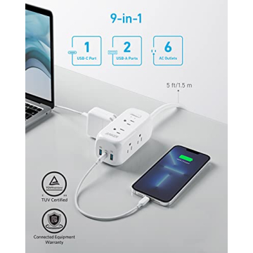 Anker USB C Power Strip 6 Outlets Surge Protector