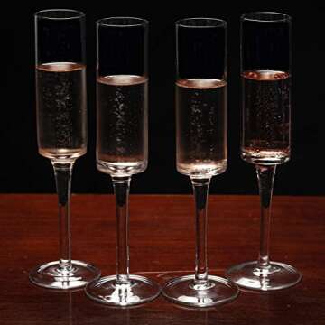 LEMONSODA Glass Champagne Flutes (6oz/180mL) (Set of 4)