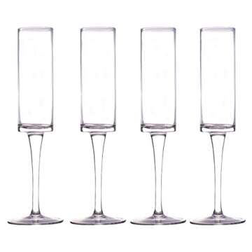 LEMONSODA Glass Champagne Flutes (6oz/180mL) (Set of 4)