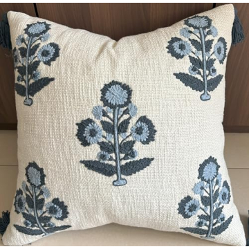 YugTex Hand Embroidered Decorative Pillow Cover 20x20