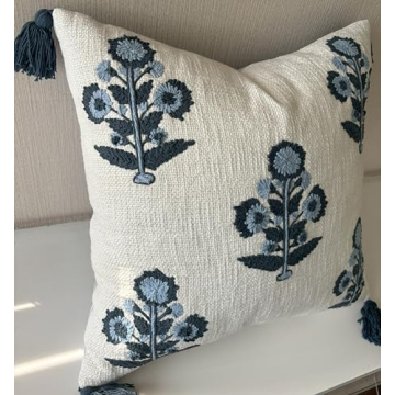 YugTex Hand Embroidered Decorative Pillow Cover 20x20