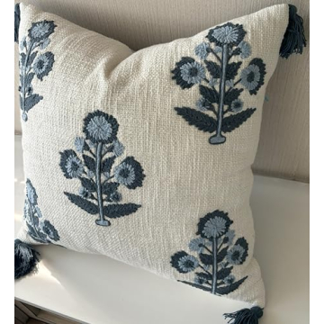 YugTex Hand Embroidered Decorative Pillow Cover 20x20