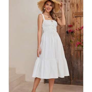 GLNEGE Women's Flowy Midi Dress for Summer 2024