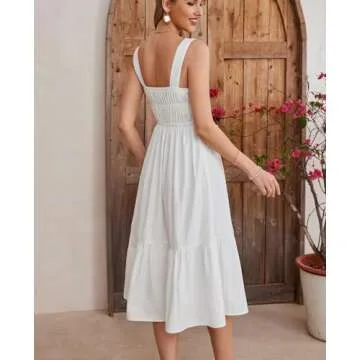 GLNEGE Women's Flowy Midi Dress for Summer 2024