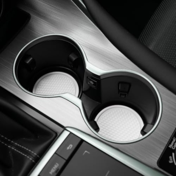 SINGARO Car Cup Coaster, 4PCS Universal Non-Slip Cup Holders Embedded in Ornaments Coaster, Car Interior Accessories, White