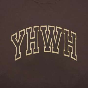 MNLYBABY YHWH Oversized Shirt Women Christian Tshirts Jesus Faith Inspirational Casual Tee Tops Brown