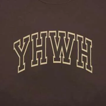 MNLYBABY YHWH Oversized Shirt Women Christian Tshirts Jesus Faith Inspirational Casual Tee Tops Brown