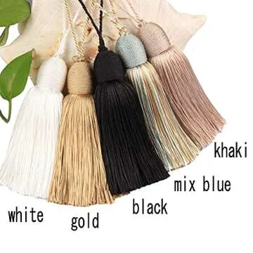 Fenghuangwu 2pcs Tassel Charms Polyester Key Tassels with Loop,DIY Handmade Craft Accessories of Home and Furniture Decoration (White)