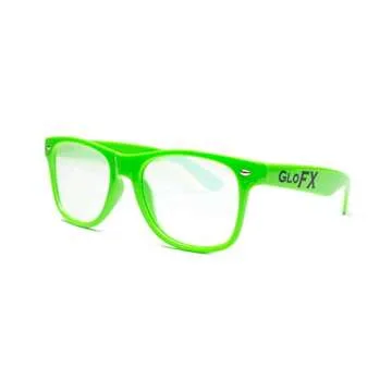 GloFX Ultimate Diffraction Glasses - Green - 3D Prism Rainbow Effect - Great Edm, Festival, Concert, Fireworks, Christmas Lights, and Rave Accessory - Green Frames