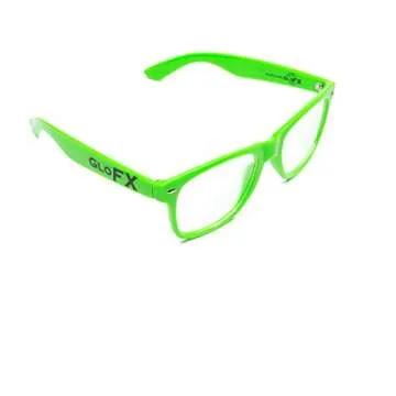 GloFX Ultimate Diffraction Glasses - Green - 3D Prism Rainbow Effect - Great Edm, Festival, Concert, Fireworks, Christmas Lights, and Rave Accessory - Green Frames
