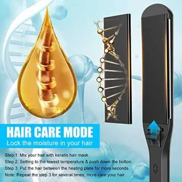 Bcway Professional Hair Straightener, 2.16'' Extra-Large Floating Titanium Flat Iron, Anti-Static 30s Instant Heating Straightening Iron with 5 Adjustable for All Hair Types