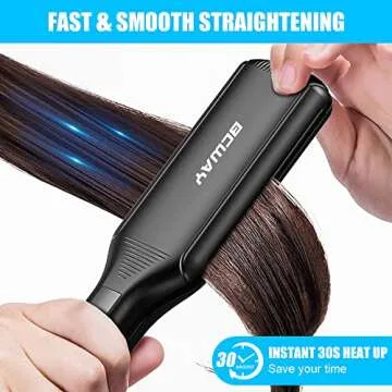 Bcway Professional Hair Straightener, 2.16'' Extra-Large Floating Titanium Flat Iron, Anti-Static 30s Instant Heating Straightening Iron with 5 Adjustable for All Hair Types
