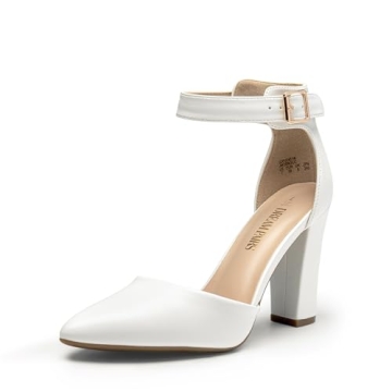 DREAM PAIRS Women's Dress Pumps: Chunky Heels & Ankle Strap for Weddings