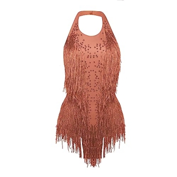 FANCISSORS Rhinestones Fringe Skirt Bodysuit Women's Birthday Party Evening Costume Nightclub Dance ...