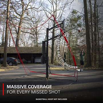 Rukket Basketball 12x13 Return Net Guard and Backstop, Hoop Rebound Back Netting Attachment for Yard, Home & Residential Use, Barrier System for Safety and Retention (XL Return Net)