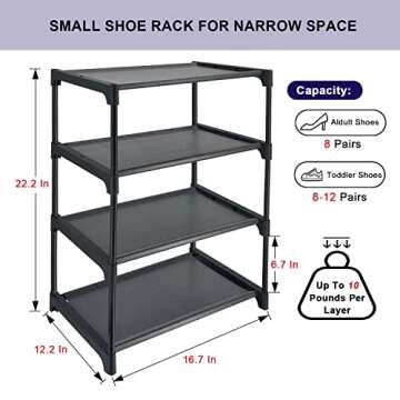 HITHIM 4 Tiers Shoe Rack - Stylish & Space-Saving Organizer