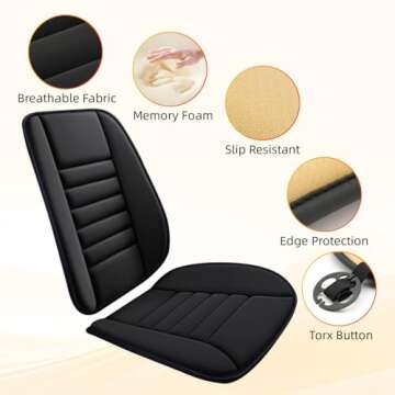 Car Seat Cushion For Driving 1.2"Auto Seat Cushion With Front Back Cushion & Seat Cushion Set Car Cushion Suitable Comfort Memory Foam Driver Seat Cushion for Car, Truck, SUV Comfort for Long Sitting