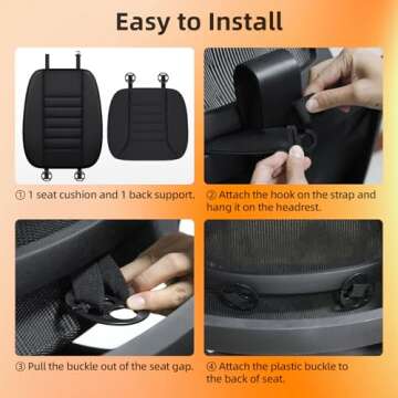 Car Seat Cushion For Driving 1.2"Auto Seat Cushion With Front Back Cushion & Seat Cushion Set Car Cushion Suitable Comfort Memory Foam Driver Seat Cushion for Car, Truck, SUV Comfort for Long Sitting